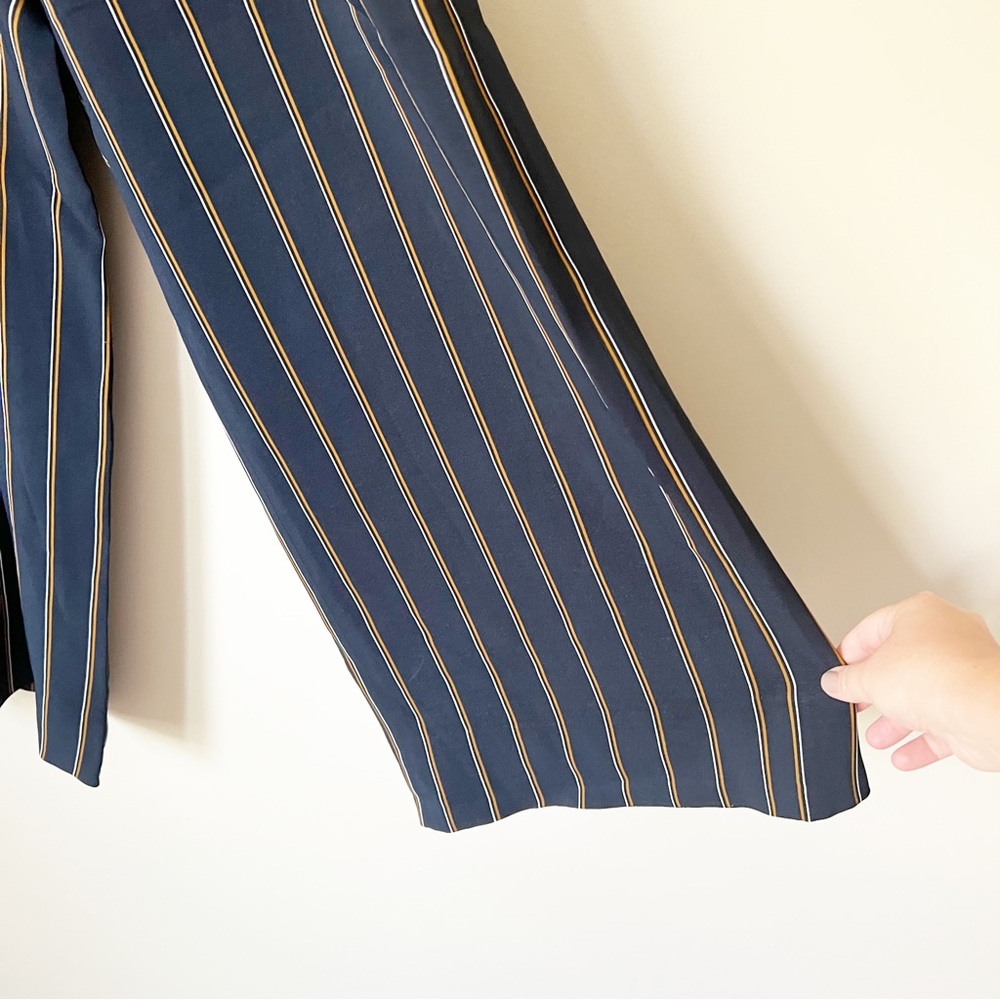 Lafayette 148 New York Hester Striped Wide-Leg Trouser Pant Navy Blue M - Picture 8 of 13